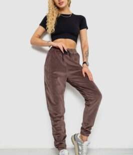 Спортивные штаны женские велюровые, цвет мокко, 238R58646