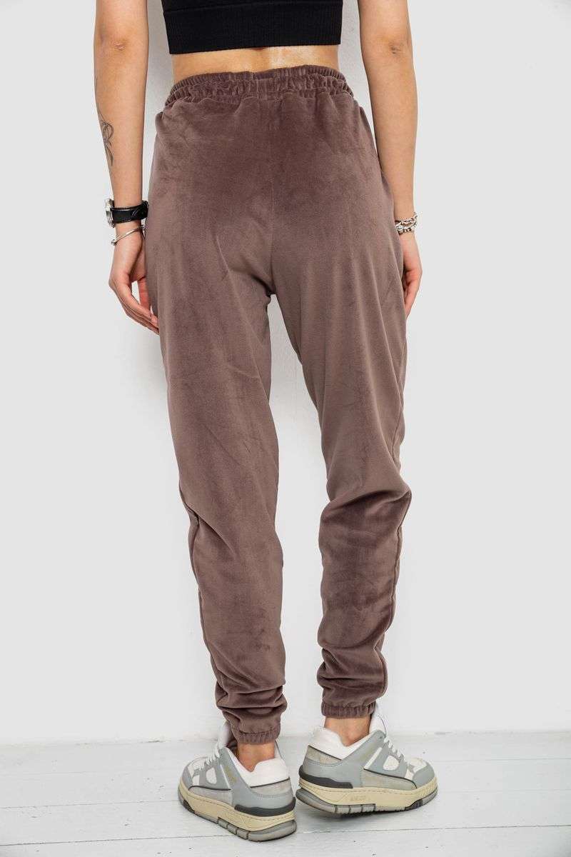 Спортивные штаны женские велюровые, цвет мокко, 238R58646 — изображение 4