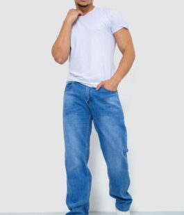 Джинсы мужские с потертостями, цвет голубой, 244R22-783