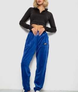 Спортивные штаны женские велюровые, цвет электрик, 238R58647-2