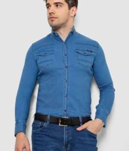 Рубашка мужская джинсовая, цвет синий, 214R802