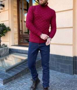 Свитер мужской, цвет бордовый, 161R602