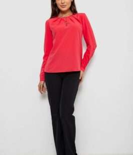 Блуза однотонная, цвет розовый, 230R1122-3