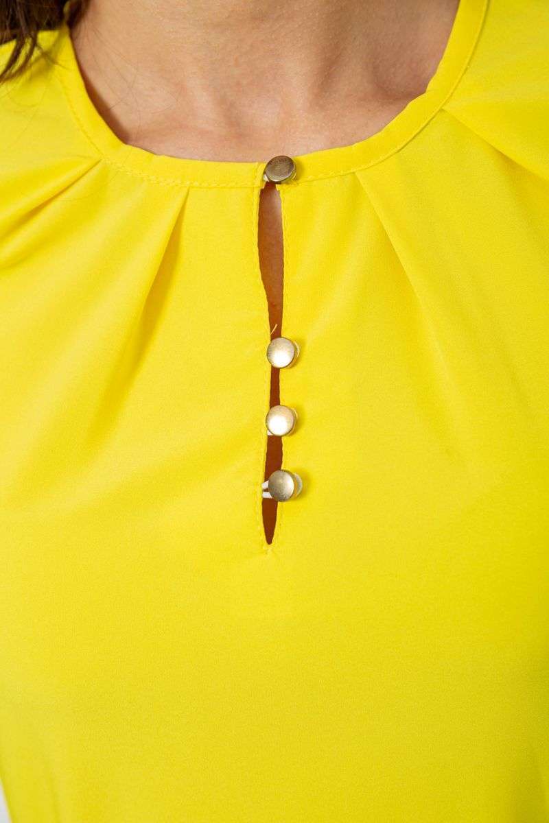 Блуза однотонная, цвет желтый, 230R1122-3 — изображение 5