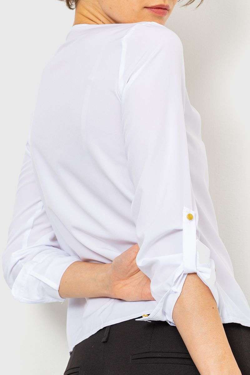 Блуза однотонная, цвет белый, 230R1122-3 — изображение 4
