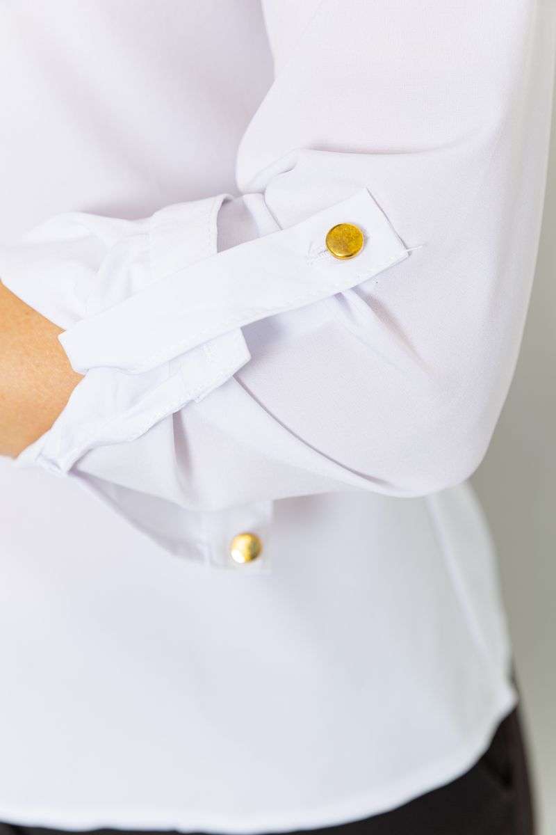 Блуза однотонная, цвет белый, 230R1122-3 — изображение 5