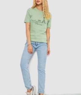 Футболка женская с принтом, цвет оливковый, 241R132