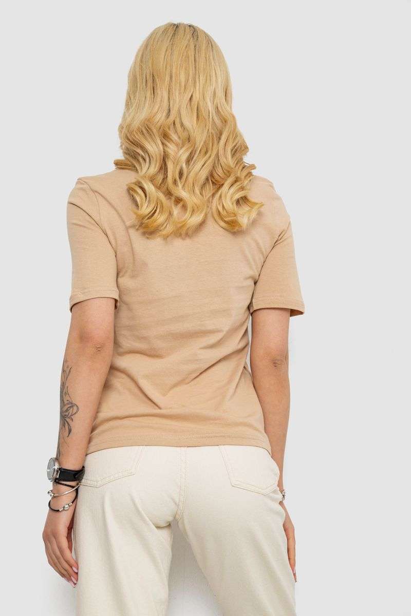 Футболка женская с принтом, цвет бежевый, 241R132 — изображение 4