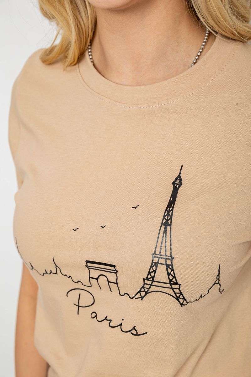 Футболка женская с принтом, цвет бежевый, 241R132 — изображение 5