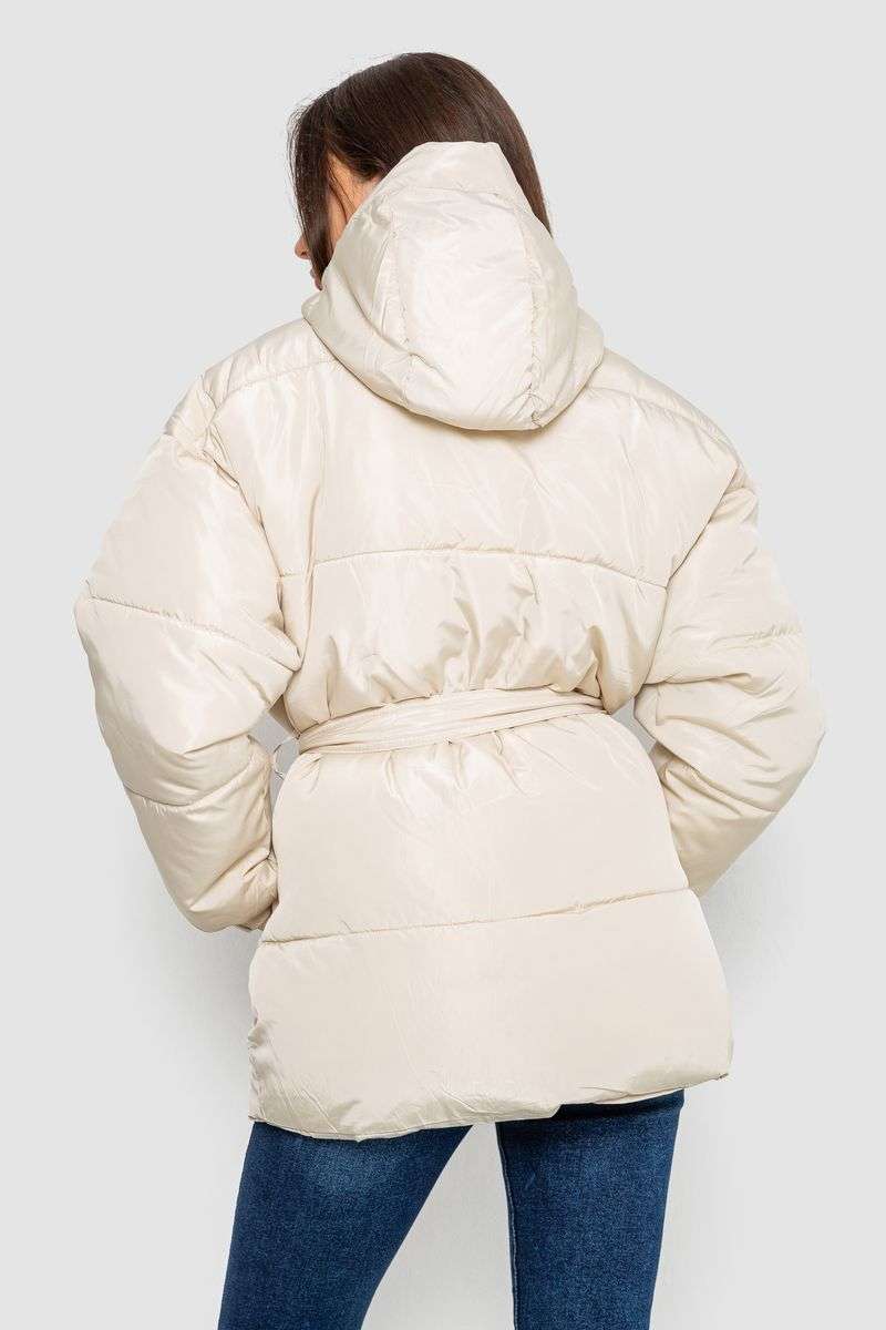 Куртка женская демисезонная с поясом, цвет светло-бежевый, 207R005 — изображение 4