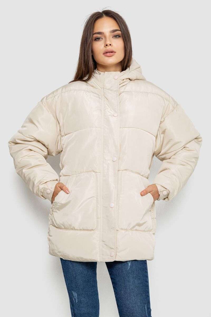 Куртка женская демисезонная с поясом, цвет светло-бежевый, 207R005 — изображение 5