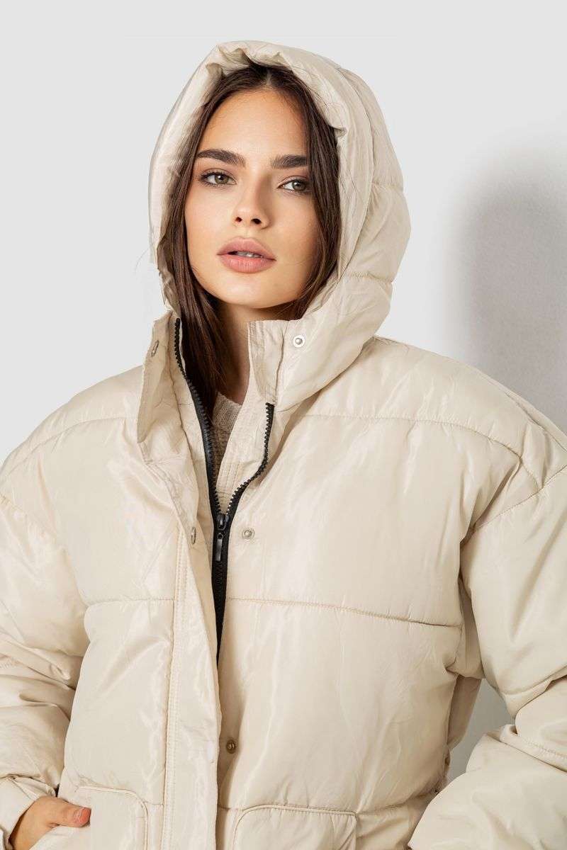 Куртка женская демисезонная с поясом, цвет светло-бежевый, 207R005 — изображение 6
