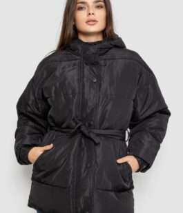 Куртка женская демисезонная с поясом, цвет черный, 207R005