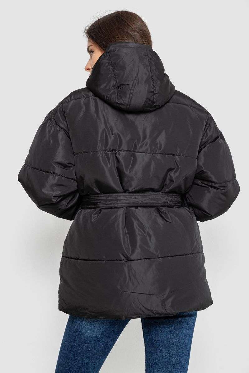 Куртка женская демисезонная с поясом, цвет черный, 207R005 — изображение 4