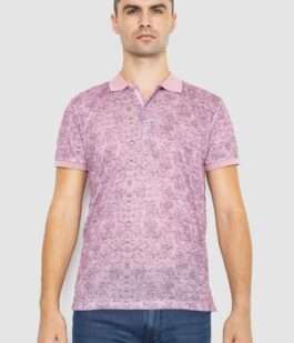 Поло мужское с принтом, цвет светло-сиреневый, 247R316