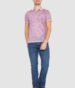 Поло мужское с принтом, цвет светло-сиреневый, 247R316