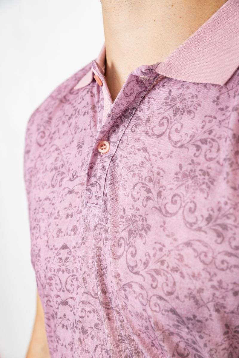 Поло мужское с принтом, цвет светло-сиреневый, 247R316 — изображение 5