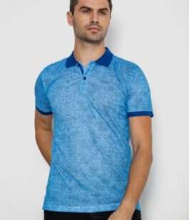 Поло мужское с принтом, цвет синий, 247R316