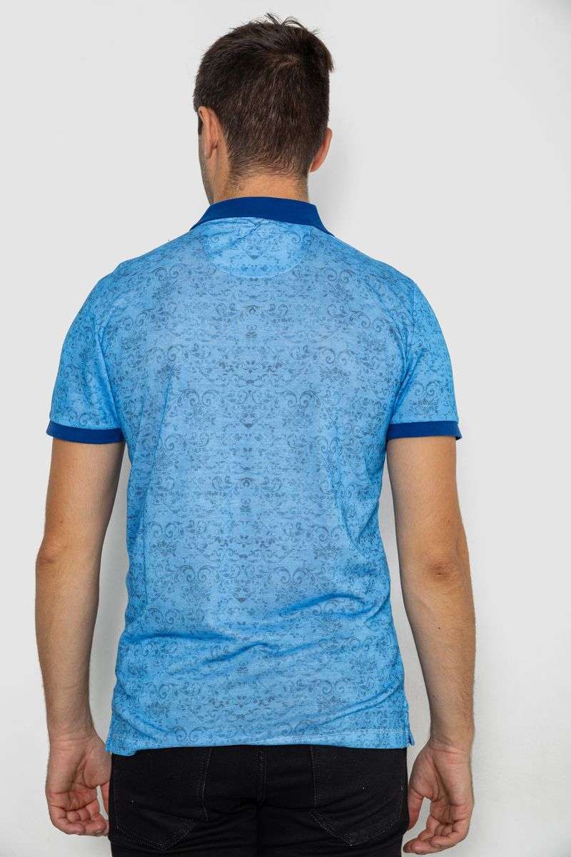 Поло мужское с принтом, цвет синий, 247R316 — изображение 4