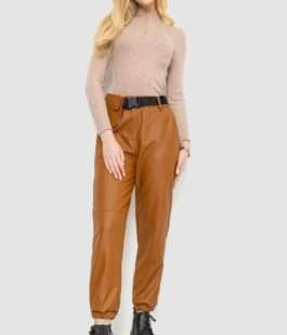 Штаны женские из экокожи, цвет коричневый, 186R5205