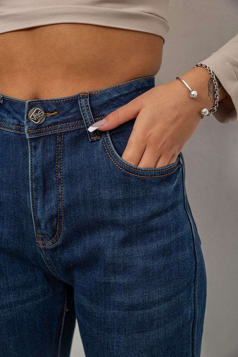 Джинсы женские на флисе, цвет синий, 244RVE981 — изображение 5