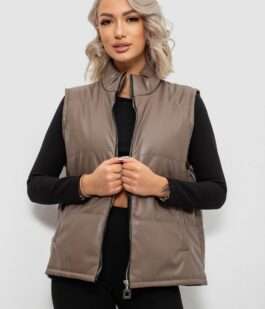 Жилет женские демисезонный экокожа, цвет коричневый, 257R65-1