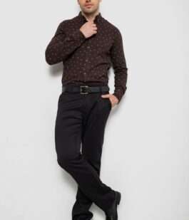 Рубашка мужская с принтом, цвет коричневый, 214R7365-1