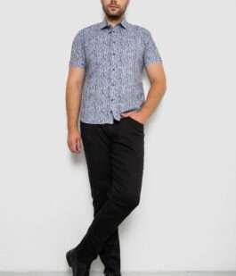 Рубашка мужская с принтом, цвет синий, 214R6917-8