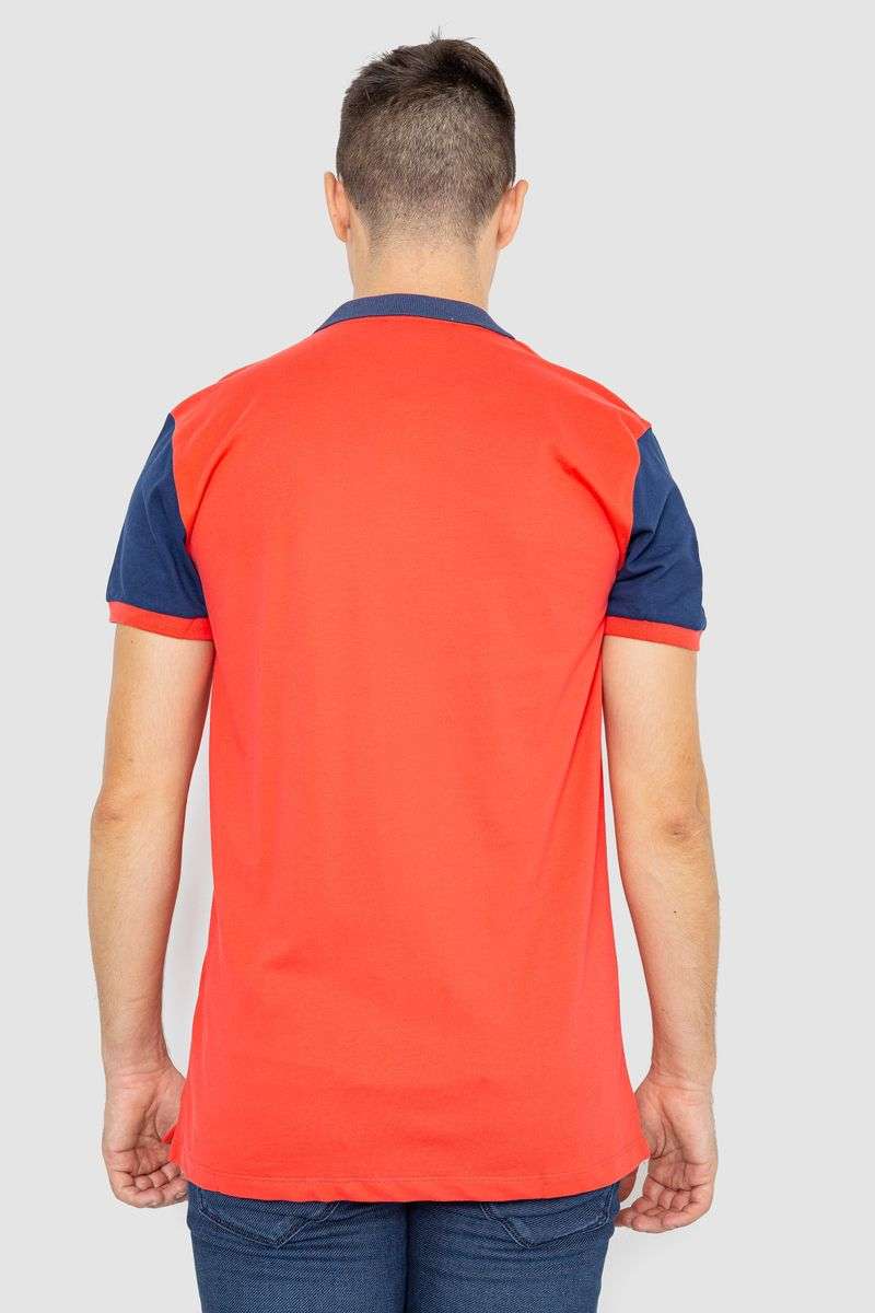Поло мужское с принтом, цвет коралловый, 247R317 — изображение 4