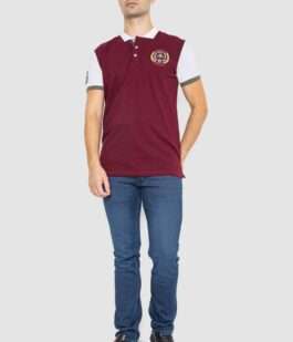 Поло мужское с принтом, цвет бордовый, 247R317