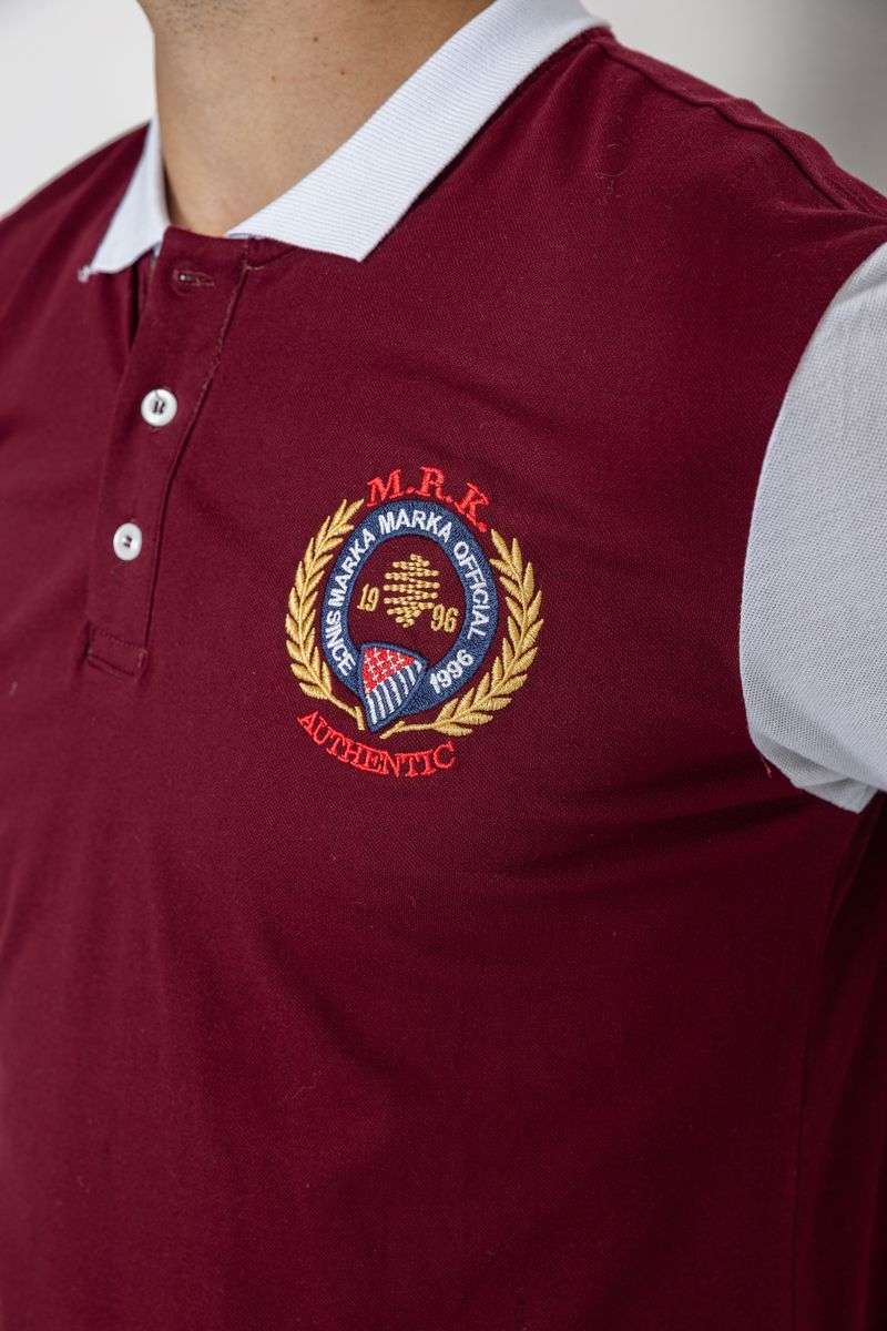 Поло мужское с принтом, цвет бордовый, 247R317 — изображение 5