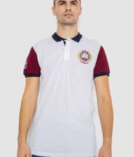 Поло мужское с принтом, цвет белый, 247R317