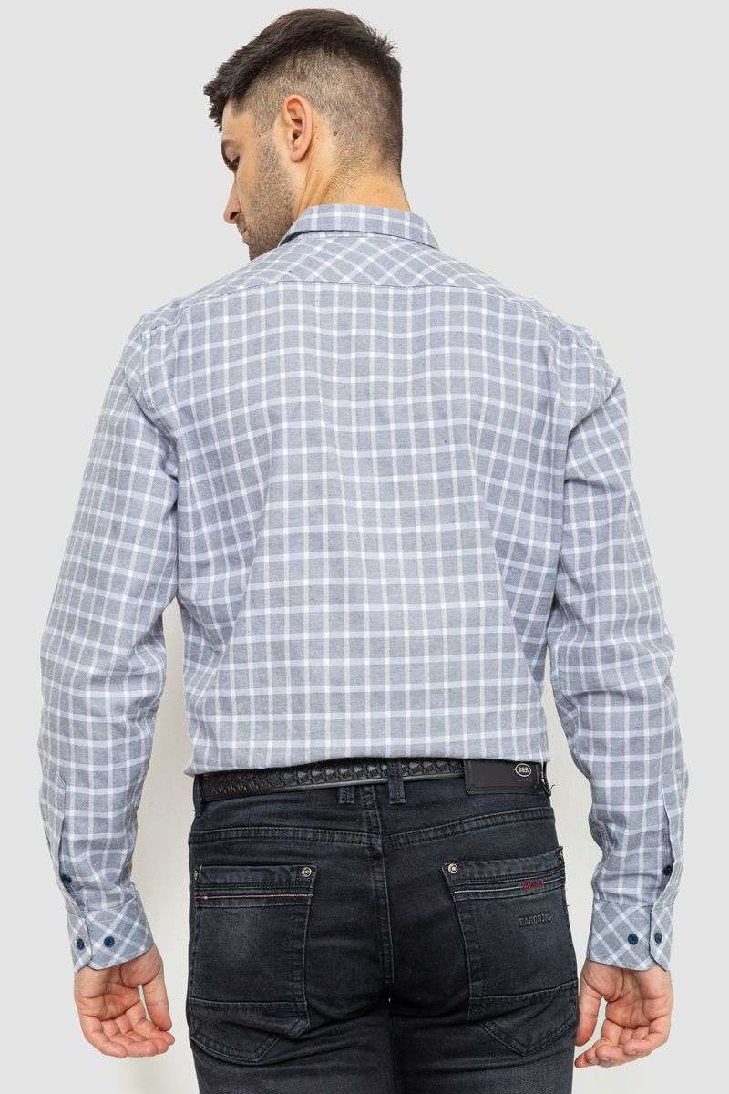 Рубашка мужская в клетку, цвет серо-белый, 214R113-35-193 — изображение 4