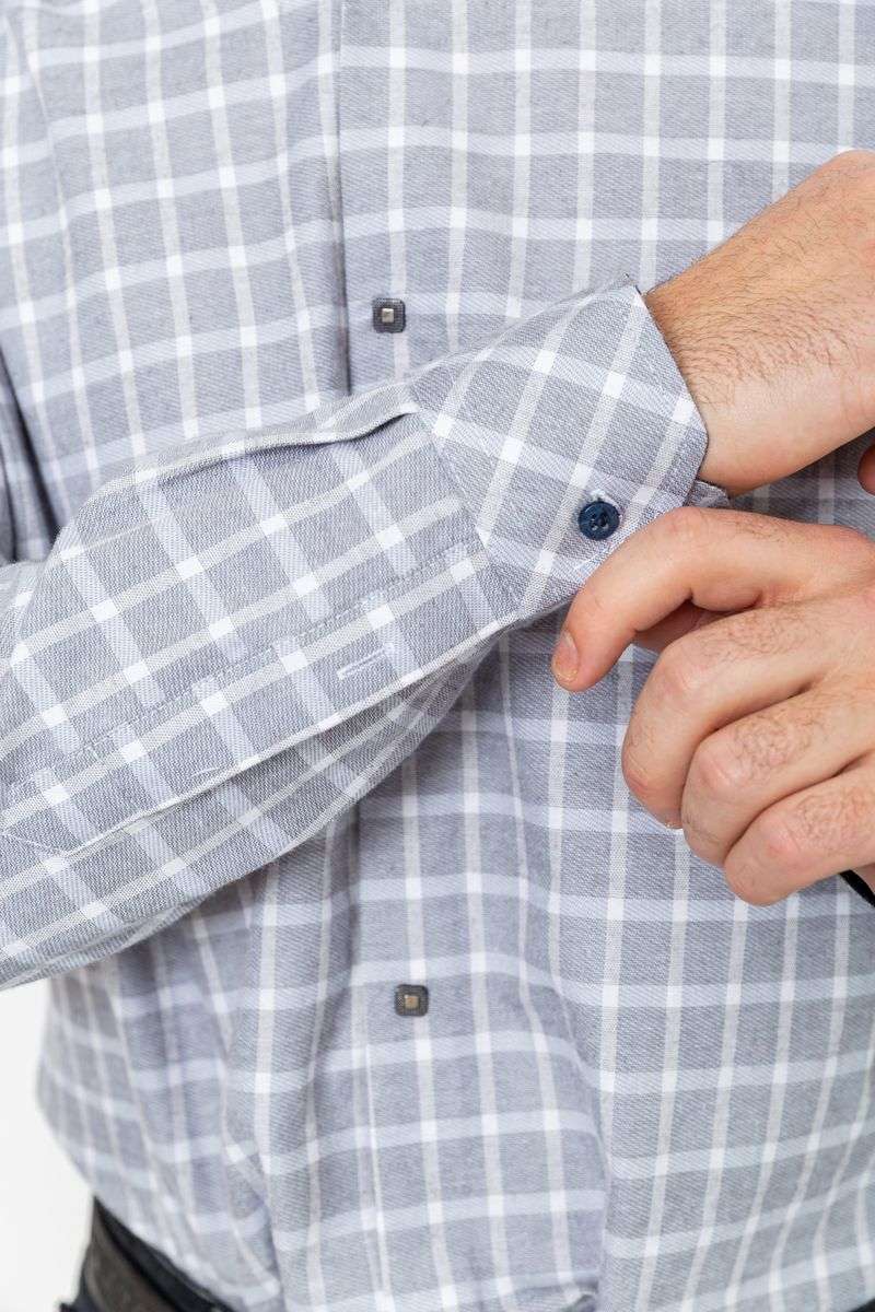 Рубашка мужская в клетку, цвет серо-белый, 214R113-35-193 — изображение 5
