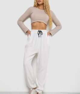 Штаны женские катоновые, цвет белый, 244RLE-071