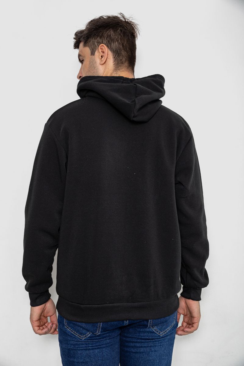 Худи мужской на флисе с капюшоном, цвет черный, 244R2517 — изображение 4