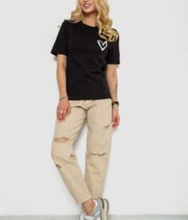 Футболка женская с принтом, цвет черный, 241R128