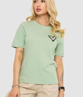 Футболка женская с принтом, цвет оливковый, 241R128