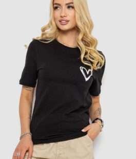 Футболка женская с принтом, цвет черный, 241R128