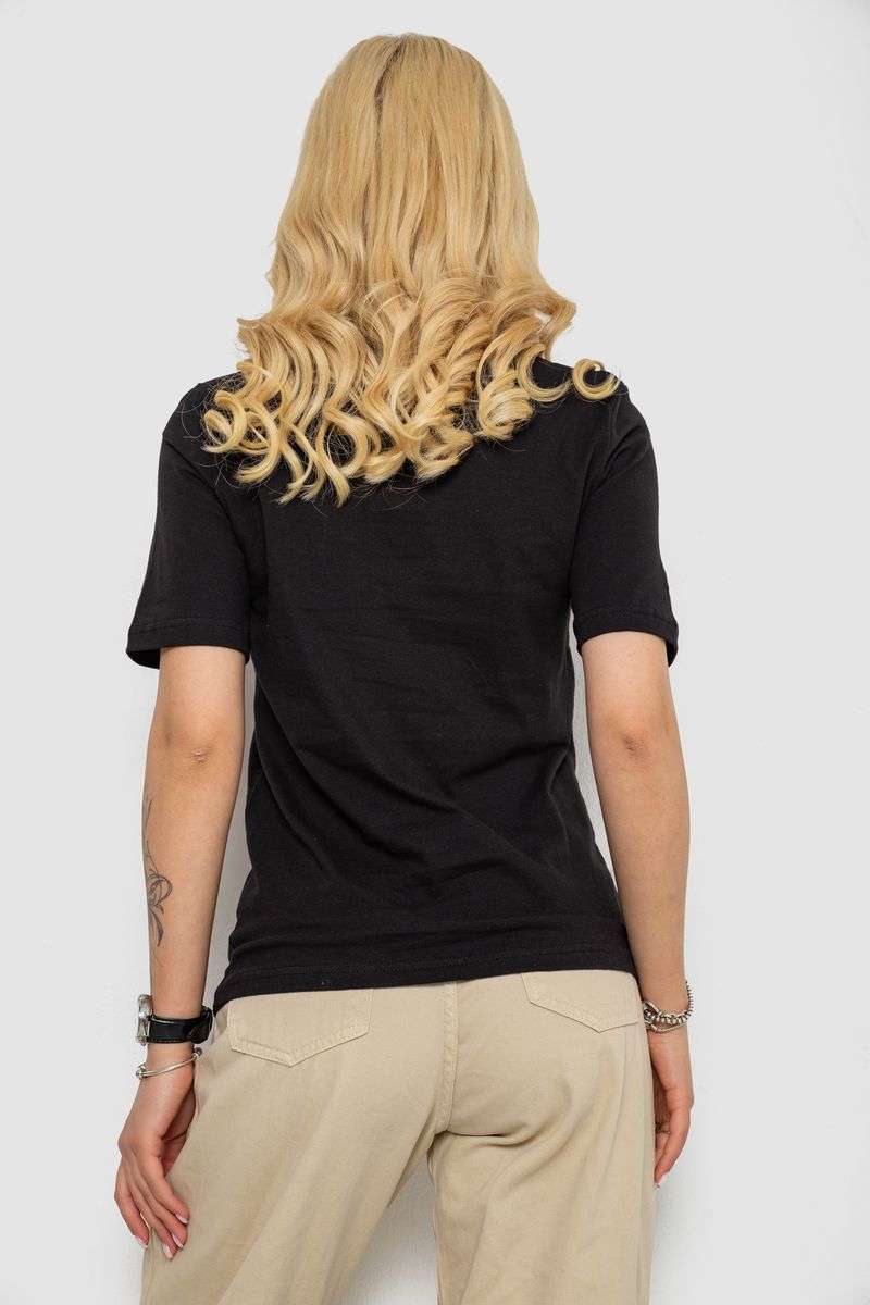 Футболка женская с принтом, цвет черный, 241R128 — изображение 4