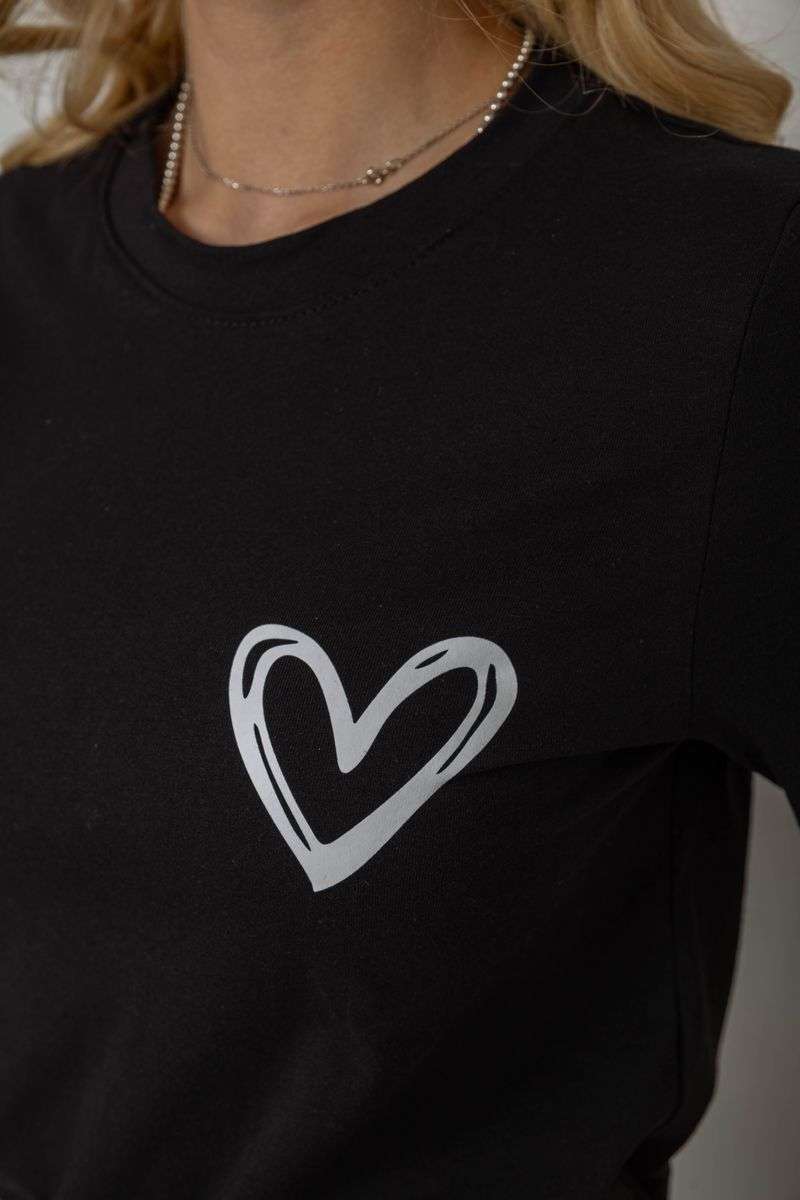 Футболка женская с принтом, цвет черный, 241R128 — изображение 5