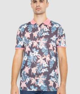 Поло мужское с принтом, цвет серо-розовый, 247R315