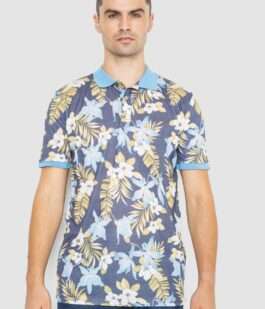 Поло мужское с принтом, цвет серо-голубой, 247R315