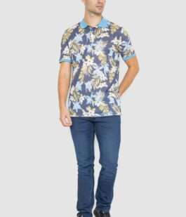 Поло мужское с принтом, цвет серо-голубой, 247R315