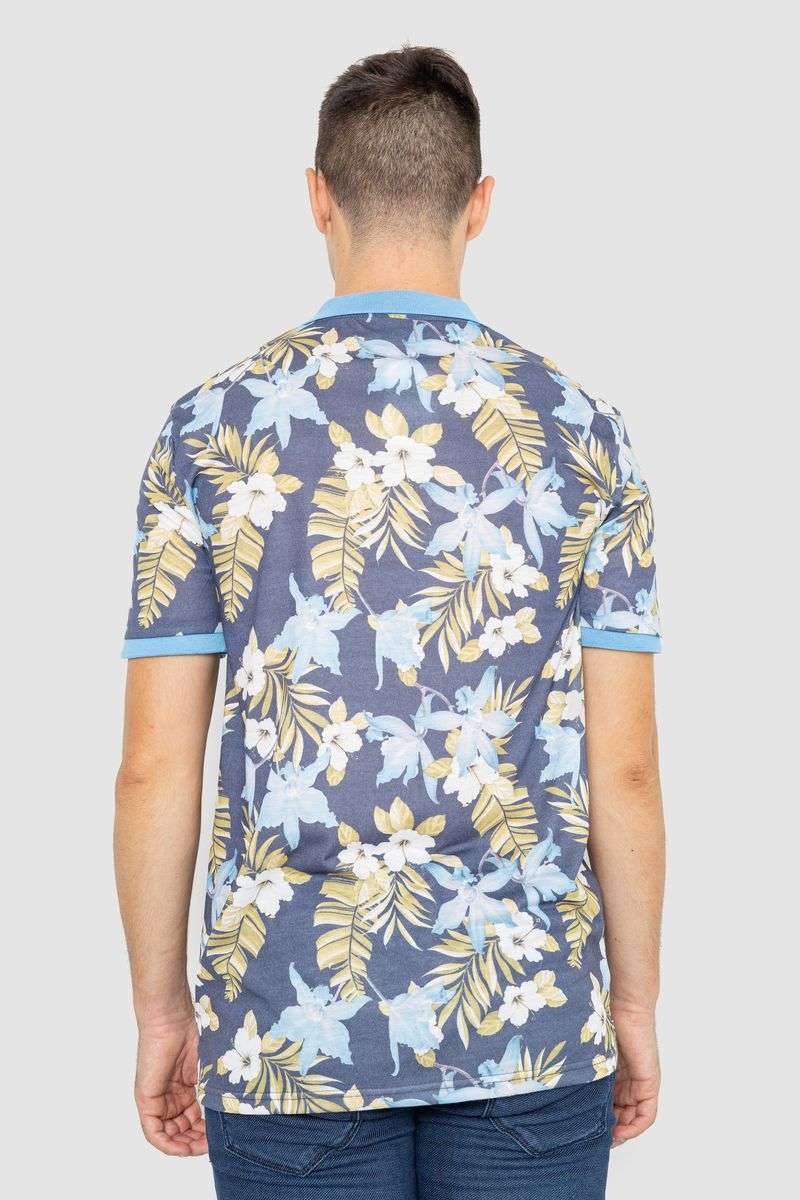 Поло мужское с принтом, цвет серо-голубой, 247R315 — изображение 4