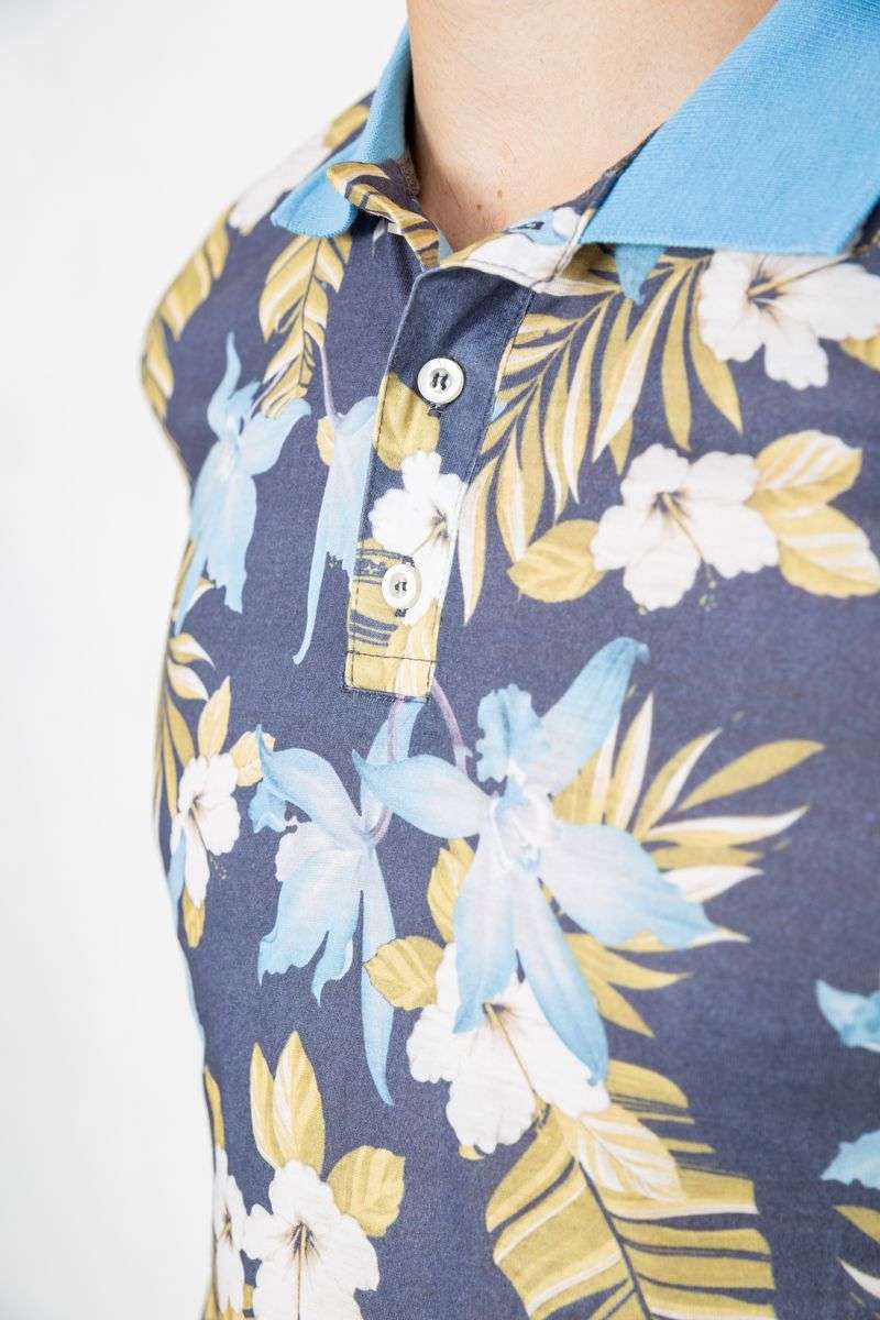 Поло мужское с принтом, цвет серо-голубой, 247R315 — изображение 5