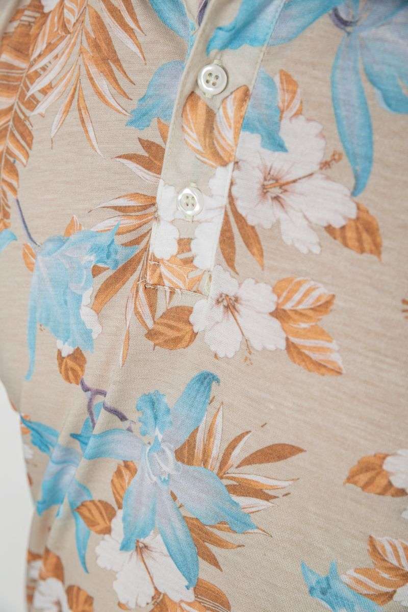 Поло мужское с принтом, цвет бежево-голубой, 247R315 — изображение 5