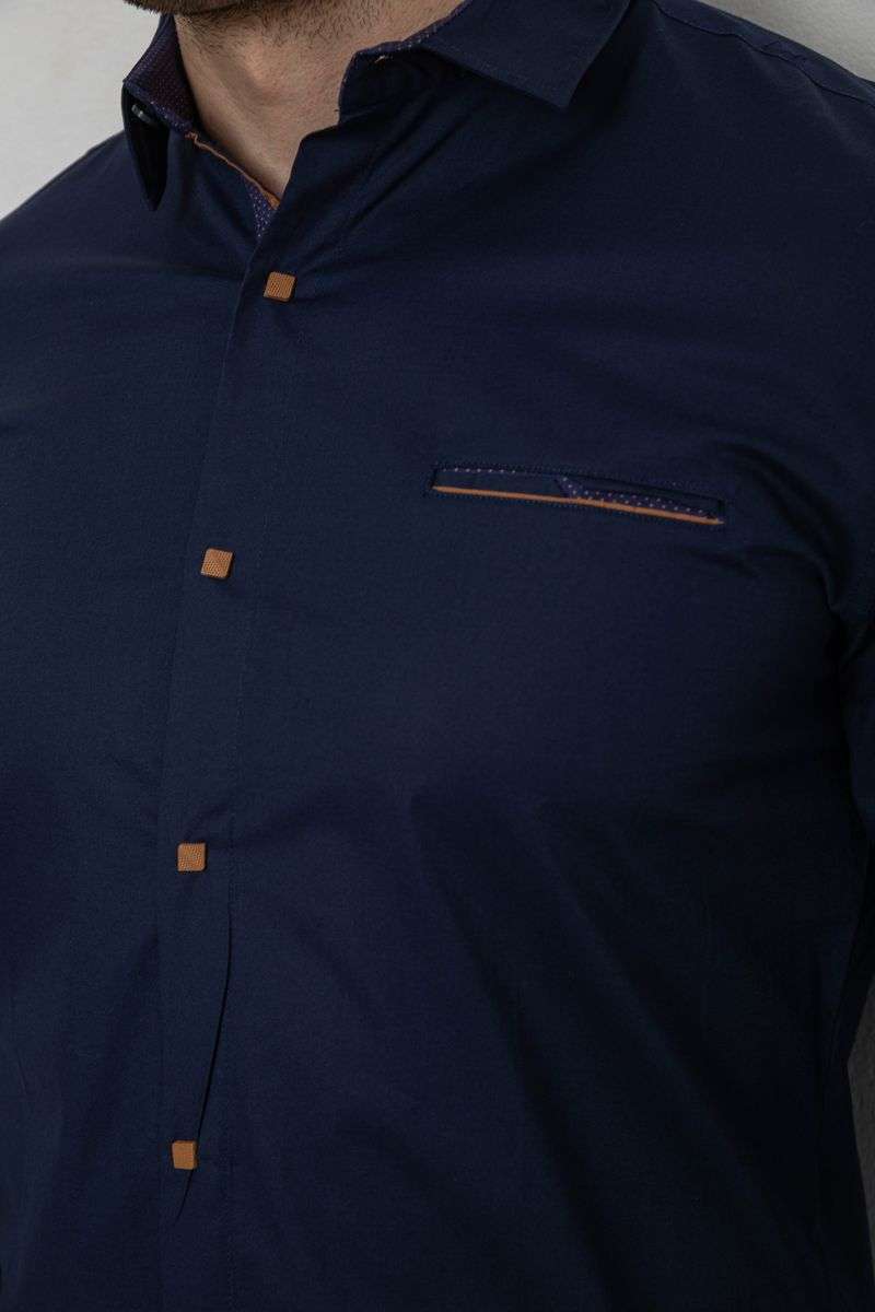 Рубашка мужская, цвет темно-синий, 214R7094 — изображение 6
