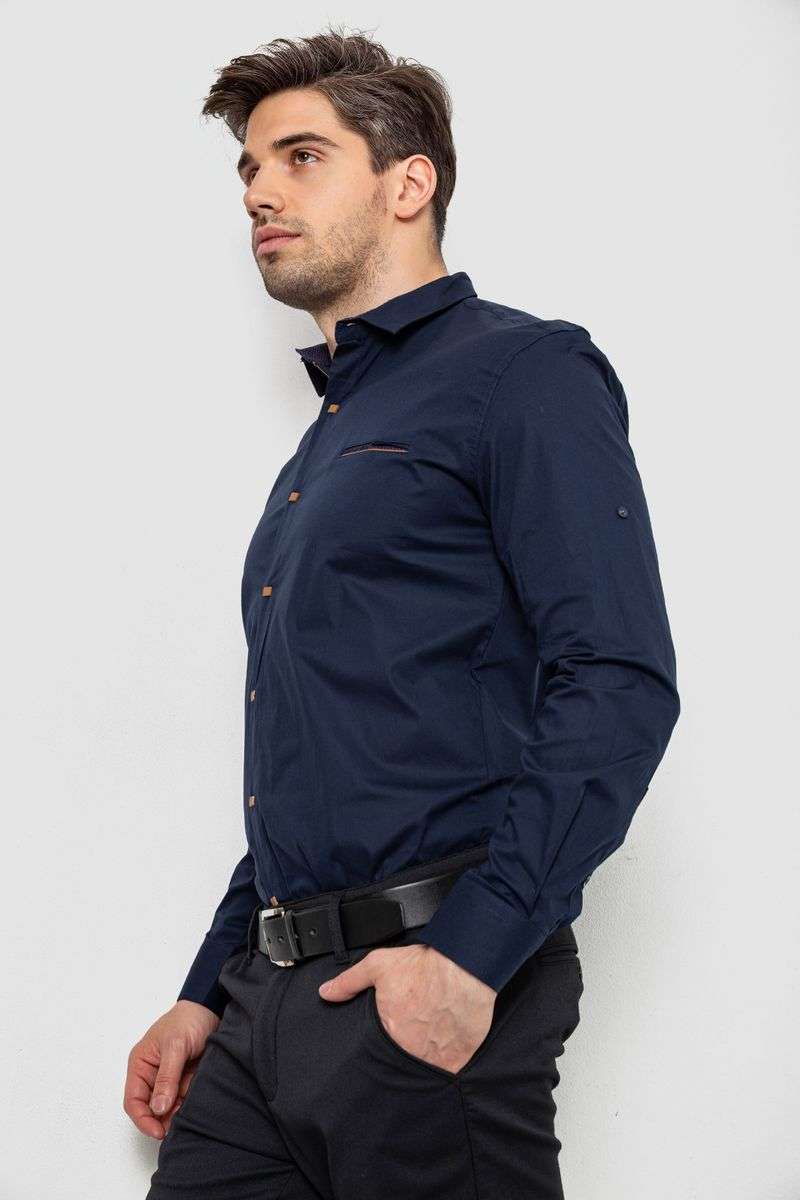 Рубашка мужская, цвет темно-синий, 214R7094 — изображение 4