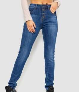 Джинсы женские с потертостями, цвет синий, 214R1417